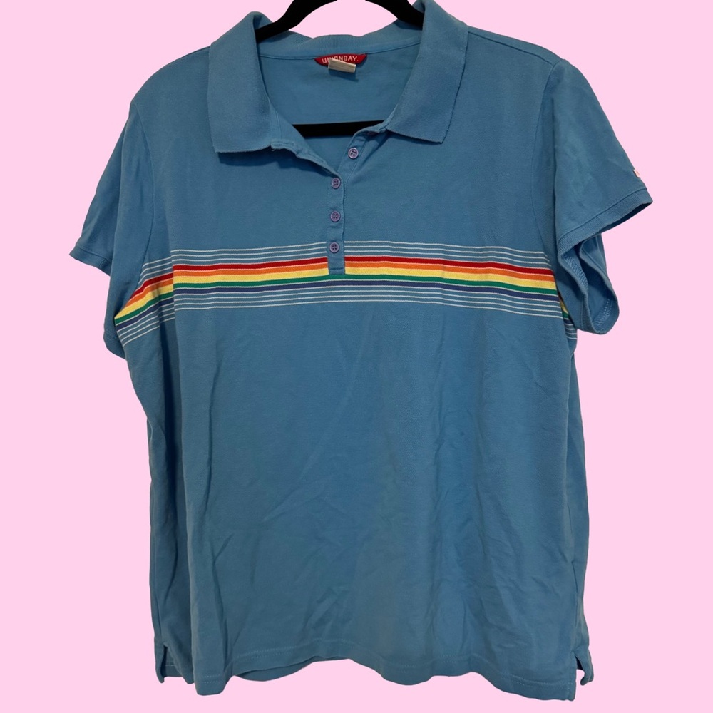 Vintage Union Bay Blue Rainbow Polo - 2X